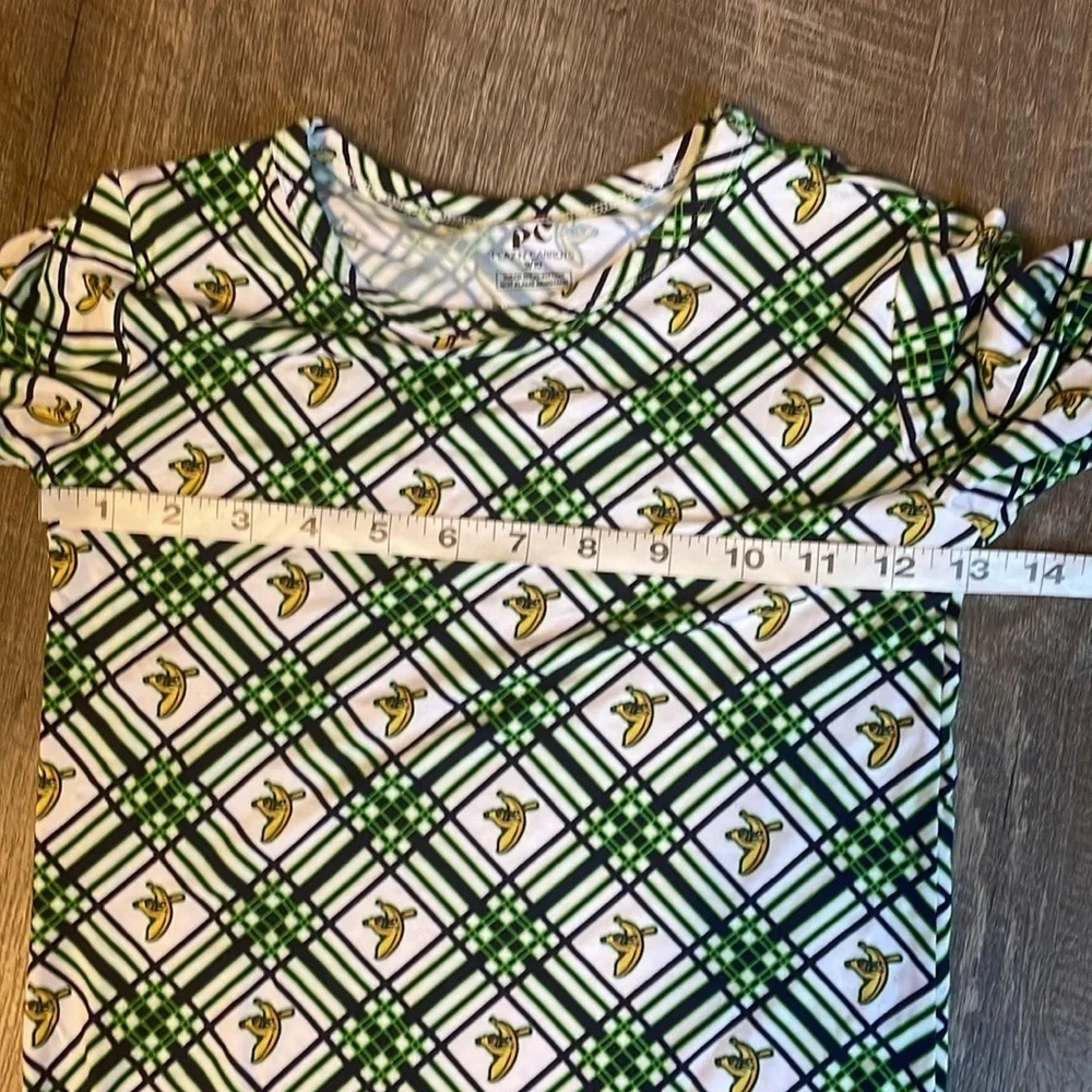 Peaz N’ Carrots Savannah Banana Baseball Logo Plaid Soft Pajama Top size 9/10
